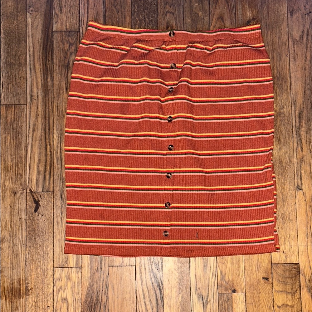 Striped Button-Down Skirt in Orange